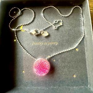 Swarovski floating pendant necklace, ombré pink crystal pendant, rhodium plated